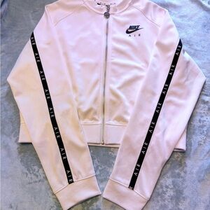 Nike White Bomber Jacket with Ribbed Cuffs